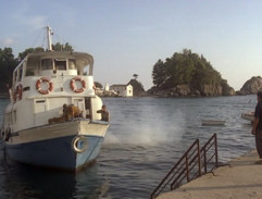 View from the pier of the departing ship