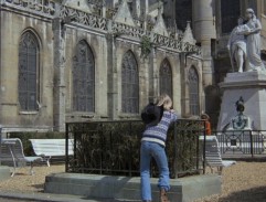 In front of the cathedral