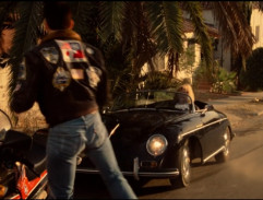 Pete stops on the motorcycle